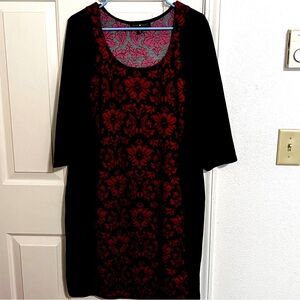 Derek Heart Sweater Knit Red Black Woman Pullover Dress Sz 2XL EUC